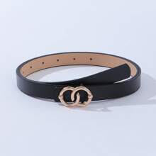 1/3pcs/Set Heart & Figure-8 Buckle PU Leather Black/White/Brown Casual Fashion Belts For Women, Suitable For Skirts/Pants, All Season