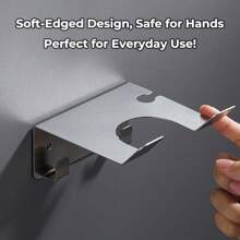 1 个不锈钢吹风机支架 - 带 2 个挂钩的壁挂式吹风机收纳架，防水防锈浴室收纳，适用于家庭或宿舍的节省空间的设计。 - 彩色 - 查看 5