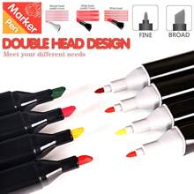 80 色永久性艺术马克笔双头马克笔宽头黑色动画设计用于绘画着色带黑色袋子回到学校