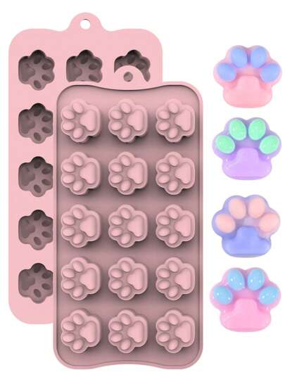 1 pieza Molde de silicona con forma de pata de perro, apto para hornear chocolate, caramelos, gelatina, cubitos de hielo, decoración de pasteles, jabón, molde para hornear golosinas para mascotas, molde para galletas de perro, accesorio de herramienta de cocina para hornear