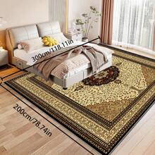 [Crystal Velvet 700g/㎡ Point-Printed Bottom, 5mm Thick] 1pc Bohemian Style Solid Color Area Rug, Soft Non-Slip Washable Carpet Suitable For Living Room, Bedroom, Kitchen, Office, Home Decor, Large Classroom Rug, Geometric Washable Rug