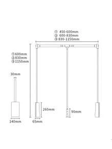 Barra de armario de fácil bajada - Barra de armario montada lateralmente ajustable para colgar ropa, fácil de tomar y guardar la ropa, ancho ajustable: 55 cm ~ 70 cm