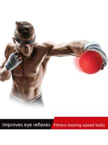 1pc Adjustable Headband Boxing Reflex Ball Training Kit, Includes Red Soft Light Ball - Improves Speed And Hand-Eye Coordination For Men, Boxing Equipment