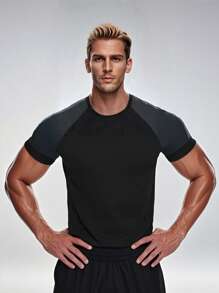2025 Men's Quick-Drying Running T-Shirt, Ideal For Summer Outdoor Activities, Fitness, And Gym Workouts. It Features Breathable, Sweat-Wicking Fabric, A Street Fashion Design, High-Performance Material, UV Protection, A Lightweight And Comfortable Fit, And Is An Elastic, Cool-Touch, Quick-Drying Patterned T-Shirt. - Black - View 3
