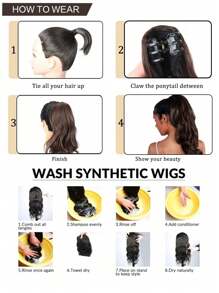 Claw Clip Ponytail Extension Clip In Wavy Ponytail Hair Extensions 24 Inch Long Pony Tails For Women Extensions Wave Hairpiece - Multicolor - View 7