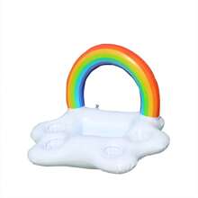 1pc Rainbow Cloud Floating Drink Holder, Inflatable Cup Holder For Adult Swimming Pool, Drink Float, Pool Party Accessories, Beach Essentials, Beach Accessories - Multicolor - View 2