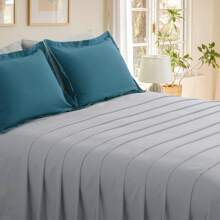5/7pcs Reversible Comforter Set With Sheets, All-Seasons Bed In A Bag,Twin/Full/Queen/King Size, Thread Count 300, Lightweight, Machine Washable - Xanh mòng két và xám nhạt - Xem 5