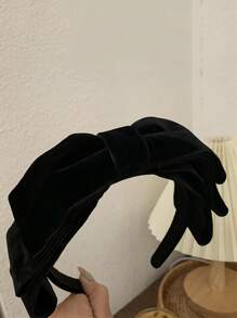 1 pieza Diadema elegante de terciopelo negro retro de varias capas con gran lazo para mujer, pasador de pelo, diadema para lavar la cara, accesorio para la cabeza de primavera/verano