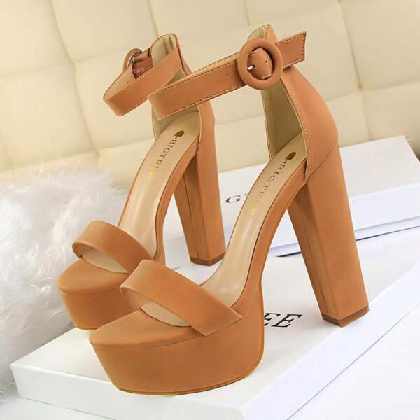 European And American Style Thick Heels, Ultra-Slimming High Heels, Sexy Nightclub Women's Shoes, Waterproof Platform Open-Toe Belt Buckle Sandals