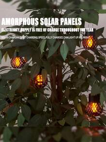 4 件装 LED 户外火焰效果吊灯防水花园装饰灯太阳能仙女灯适用于露台花园庭院 - 彩色 - 查看 2