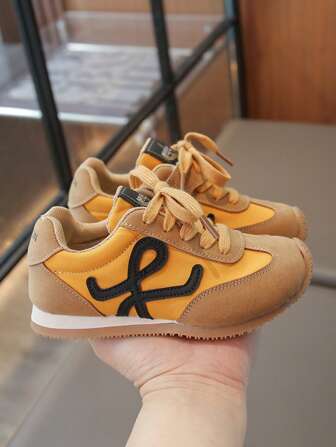Lace-Up Fashion Sneakers, Non-Slip Children Shoes