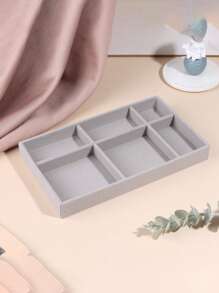 Luxury Soft Gray Velvet Jewelry Tray, Suitable For Rings, Earrings And Necklaces - Made Of Nylon, Elegant Tabletop Storage Display With Compartments For Earrings, Hoops And Gems, Jewelry Storage Organization Back To School