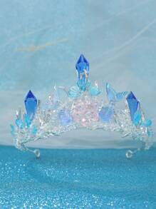 1 件优雅紫色心形贝壳美人鱼尾巴配闪亮皇冠新娘婚礼头饰，公主头饰 - 彩色 - 查看 9