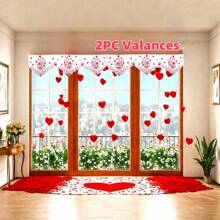 1PC Mother's Day Embroidered Heart Kitchen Curtain Valance - Hand Craft Hollow-Out Design, Rod Pocket Window Treatment For Living Room, Bedroom, Bathroom Decor, 150x37cm, Mother's Day Ideal Gift Gifts Birthday Graduation