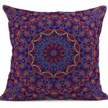 4 fundas de almohada bohemias con mandala marroquí, diseño oriental vintage con pintura redonda de colores decorativa de lino para decoración del hogar, funda de almohada cuadrada de un solo lado sin núcleo de almohada