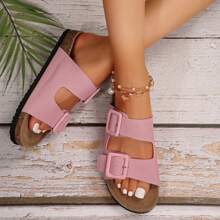 Women's Adjustable Cork Sandals - Comfortable Open-Toe Design For Casual Wear