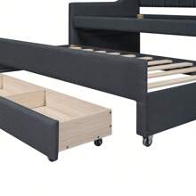 EUROCO Twin Size Upholstery Daybed, Storage Sofa Bed With Drawers And Moveable Twin Trundle Bed For Kids And Adults, No Box Spring Needed, Dark Gray - Grey - View 7