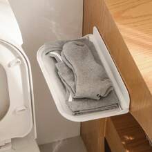 1pc Japanese Style No-Drill Foldable Bathroom Organizer Tray, Wall Mounted Bedside Storage Rack