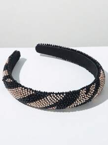 1pc Fashion Rice Bead Ombre Sponge Simple Korean Style Handmade Beaded Headband, Versatile Casual Wear Hair Accessory