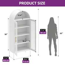 Metal Bookcase Bookshelf With Doors And Adjustable Shelves, 71" Tall Display Cabinet With LED Lights, 4 Tier Display Case For Home Office, Study Room, Collectibles
