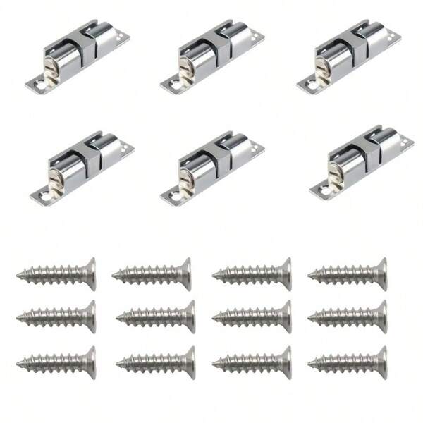 1/3pcs Furniture Door Ball Latch Brass Double Roller Spring Ball Catch Latches Cabinet Closet Door Adjustable Tension Latch