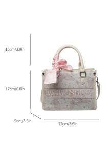 1 件时尚新款 PU 刺绣手提包，适合通勤、旅行、日常外出、约会礼物，简约优雅，大容量多功能女士单肩包 - 米色 - 查看 11