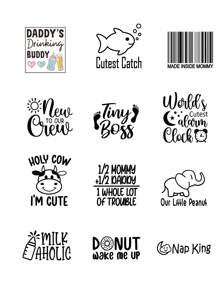 3/6/12/30/36 Sheets Baby Shower Decorations,Baby Iron On Patches For Clothes,Funny Shower Games Dtf Transfers Ready To Press Decorating Kit For DIY Crafts - Multicolor - View 16