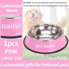 Comedero de acero inoxidable antideslizante personalizado para mascotas, cuenco individual para comida o agua de perros grandes o gatos, con grabado conmemorativo de mascota, suministros para gatos, ornamental, estiloso, de moda, colorido, vintage, lindo, compacto, cachorros, personalizado, único, personalizado, para aniversarios, para cumpleaños