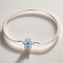 Starry Sky Five-Pointed Star Snake Bone Chain Sterling Silver DIY Bracelet Beading Accessories And Pendant Beads Made Suitable For Daily Clothing - Pentagram Beaded Bracelet - View 14