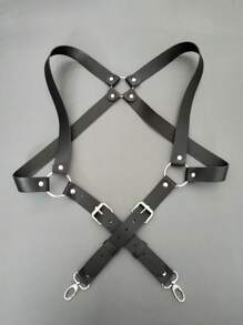 1pc Men Black Adjustable Stud Decor PU Leather Fashionable Punk Suspenders Suitable For Matching With Shirts And T-Shirts Halloween For Going Out Outfit Wedding Party And For Gift Halloween Accessories, Halloween Costumes Autumn-Winter Accessories Halloween Costume,Suitable For Teens, Youth,Men,Casual, Outdoor, Athletic, Vacation, Graduation Gifts, Birthday, Daily Wear