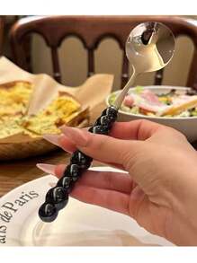 2/3 Pcs Colorful Pearl Stainless Steel Spoons With Plastic Handles, Cute Soup/Dessert Spoons, Girls Style Home Utensils,School Supplies