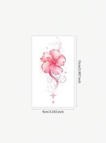 1pc Waterproof, Sweat-Resistant, Washable, Glare-Free Temporary Tattoo, Floral Art Design For Couples, Suitable For People Daily Use - Pink - View 3