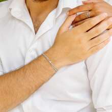 1 Stück klassisches Initialen Armband in Silber-Farbe aus Edelstahl Stil für Männer