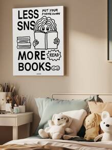 1pc Hand Drawing Encourages Reading Ink Painting Quotes-Printing Canvas -Posters-Wall Arts- Frameless Canvas Paintings - Bedroom, Home Office, Kitchen, Bathroom - Indoor/Outdoor Hanging Pictures Ideal Gift For Wall Decoration, Room Decoration Paintings