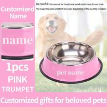Comedero de acero inoxidable antideslizante personalizado para mascotas, cuenco individual para comida o agua de perros grandes o gatos, con grabado conmemorativo de mascota, suministros para gatos, ornamental, estiloso, de moda, colorido, vintage, lindo, compacto, cachorros, personalizado, único, personalizado, para aniversarios, para cumpleaños