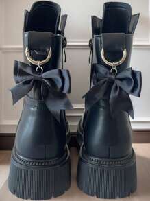 2pcs Satin Bow Shoe Charms Set With Zinc Alloy Twist Detail For Boot Decoration - Elegant Ribbon Accessories For Footwear