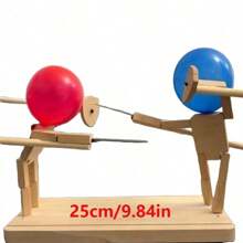 50 个战斗假人，双人游戏挑战，气球爆竹战斗游戏，派对互动玩具木制娃娃手工工艺品 - 彩色 - 查看 2