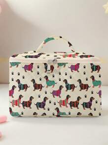 1 件/4 件可爱小狗印花大容量化妆包套装，便携式化妆品收纳盒，旅行洗漱包，海滩、游泳池、泳衣和旅行收纳袋，化妆包