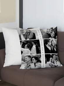 1pc Customized Personalized Photo Printed Pillow Case, Custom Face Pillow,Single Sided Print Pillow Cover For Mother's/Father's/Thanksgiving/Teachers' Day, Create Your Own Picture Pillow Case, Great Gift For Family, Friends And Yourself - Black - View 4