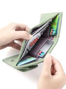 New Women Short Snap Fastener Wallet, Large Capacity Coin Purse, Tri-Fold Wallet, Mini Wallet - View 3