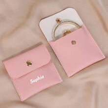Bolsa pequeña de almacenamiento de joyas de PU, bolsa de joyas portátil, personalización de nombre personalizado, adecuada para regalos, cumpleaños, festivales, Día de la Madre