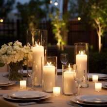 6pcs/4pcs/1pccandle Vase, Floating Candle Holder, Glass Candle Holder, Glass Hurricane Candle Holder, Clear Glass Candle Holders, Pillar Candle Holder, Candle Vase, Suitable For Candlelight Dinner, Birthday Party, Hotel Banquet, Wedding, Can Place Floating Candle,Room Decor, Clear Glass Cylinder Vase, Gifts Graduation
