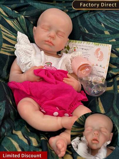 18 Inch Loulou Silicone Reborn Doll Girl Soft Touch Newborn Baby Doll Can Open Mouth For Birthday Gifts(Anatomically Accurate)