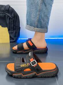 Men's Casual Non-Slip Slides, Quick Dry & Wear-Resistant Open Toe Slippers, Suitable For Indoor/Outdoor, Shower, Pool, Beach. Comfortable Indoor/Outdoor Couple Shoes, All Season - Black - View 10