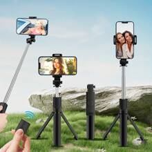 Palo selfie telescópico portátil, trípode de mano para viajes, soporte para teléfono inalámbrico con control remoto, trípode expandible para teléfono