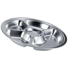 Lot de 5 plateaux de service ronds en acier inoxydable 304 épais à 5 sections pour enfants