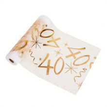 1pc 20th Anniversary Foil Gold Table Runner, Personalized , Ideal For Celebrating Couples, Boyfriend/Girlfriend, Birthday Party Decoration, Special Occasion Decor, Home Dining