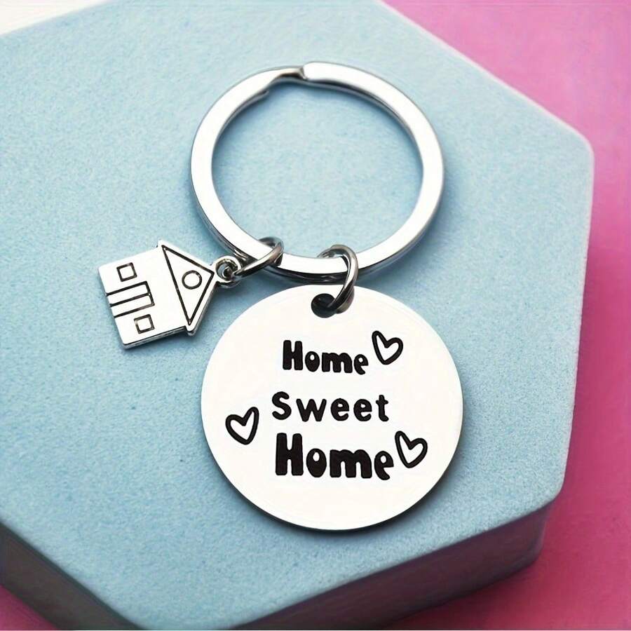 Housewarming "Home Sweet Home" Stainless Steel Mini House Keychain Car Accessories Bag Charm Backpack For School Cute Goth Y2k Halloween Accessories Teachers Day Christmas Gift Ideas Gifts For Mother, Father, Graduation, And Teacher - Silver - View 1