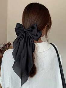 1pc Women Wear Satin Long Floating Bow Silk Hair Clips, Headpieces, And Hair Accessories On A Daily Basis