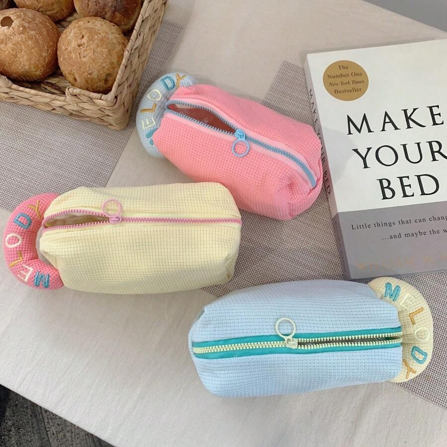 1PC Spring Colour Ins Style Cosmetic Bag Large-Capacity Portable Wrist Bag Pen Bag Storage Bag Travel Bag Suitable For Daily Storage - Multicolor - View 1